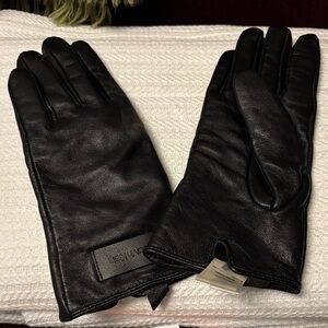 Calvin Klein Black Leather Gloves